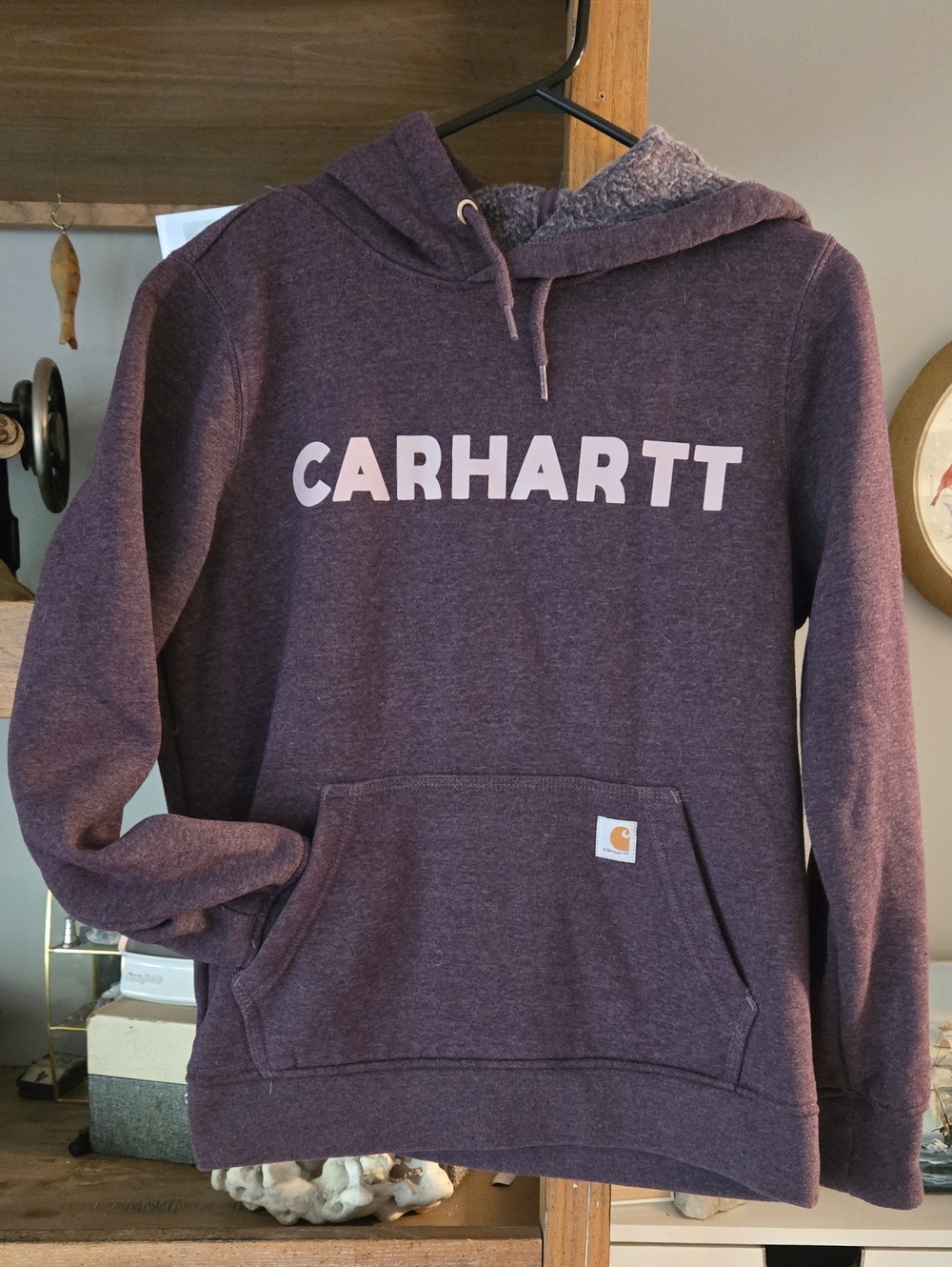 Carhartt Womens Purple Heather Crewneck Hoodie with Logo